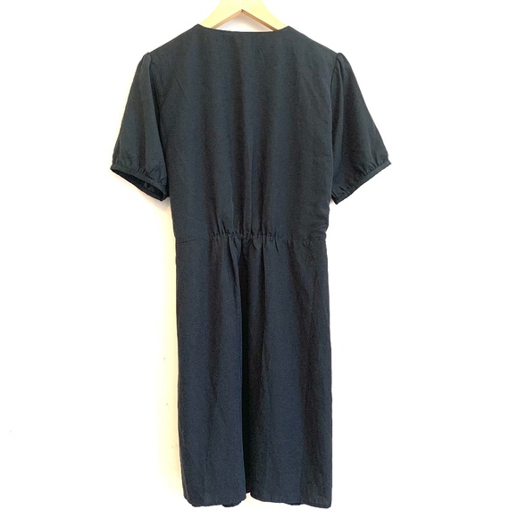 NEW Frank & Oak Short Sleeved Black Wrap Dress Size L - Picture 11 of 14